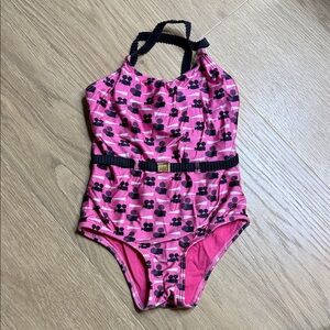 Salinas Movie Themed Pink and Black Kids Swim One Piece Size 4-5